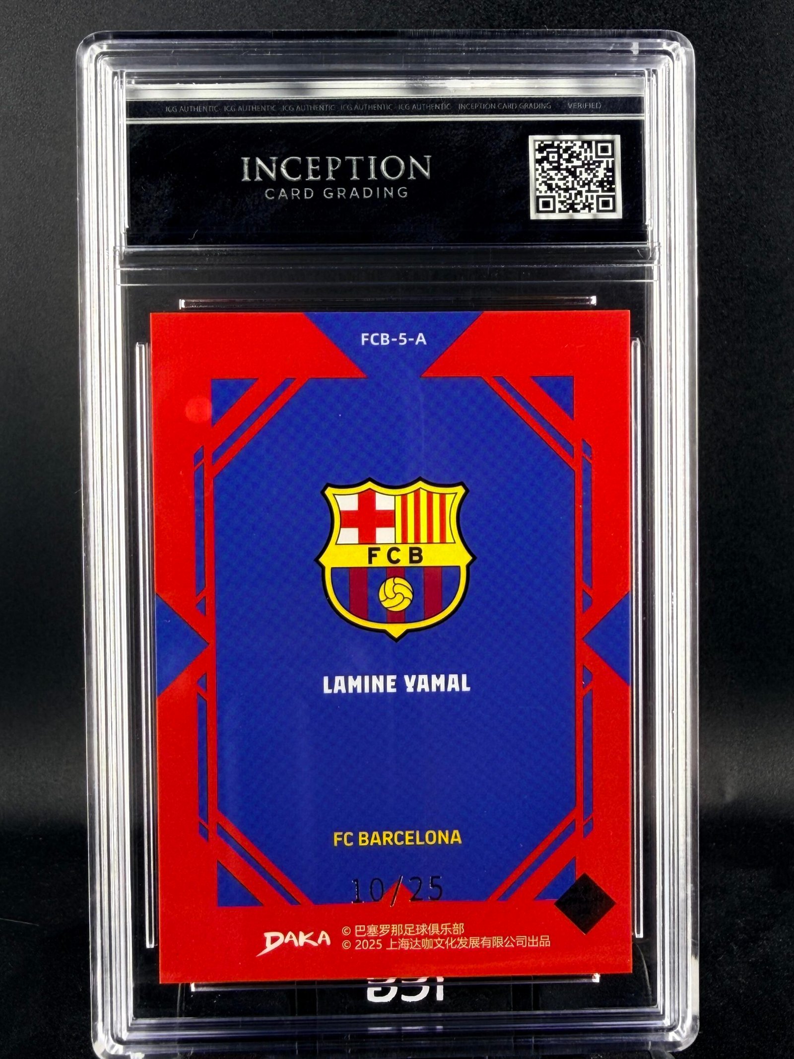 Otra vista de Cromo Lamine Yamal 10/25 DAKA GEM MINT 10 · Inception Card Grading · ICG · Sports Cards · TCG