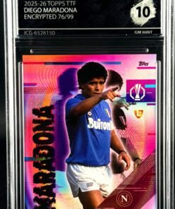 Otra vista de Cromo Diego Maradona 76/99 Topps TTF GEM MINT 10 · Inception Card Grading · ICG · Sports Cards · TCG