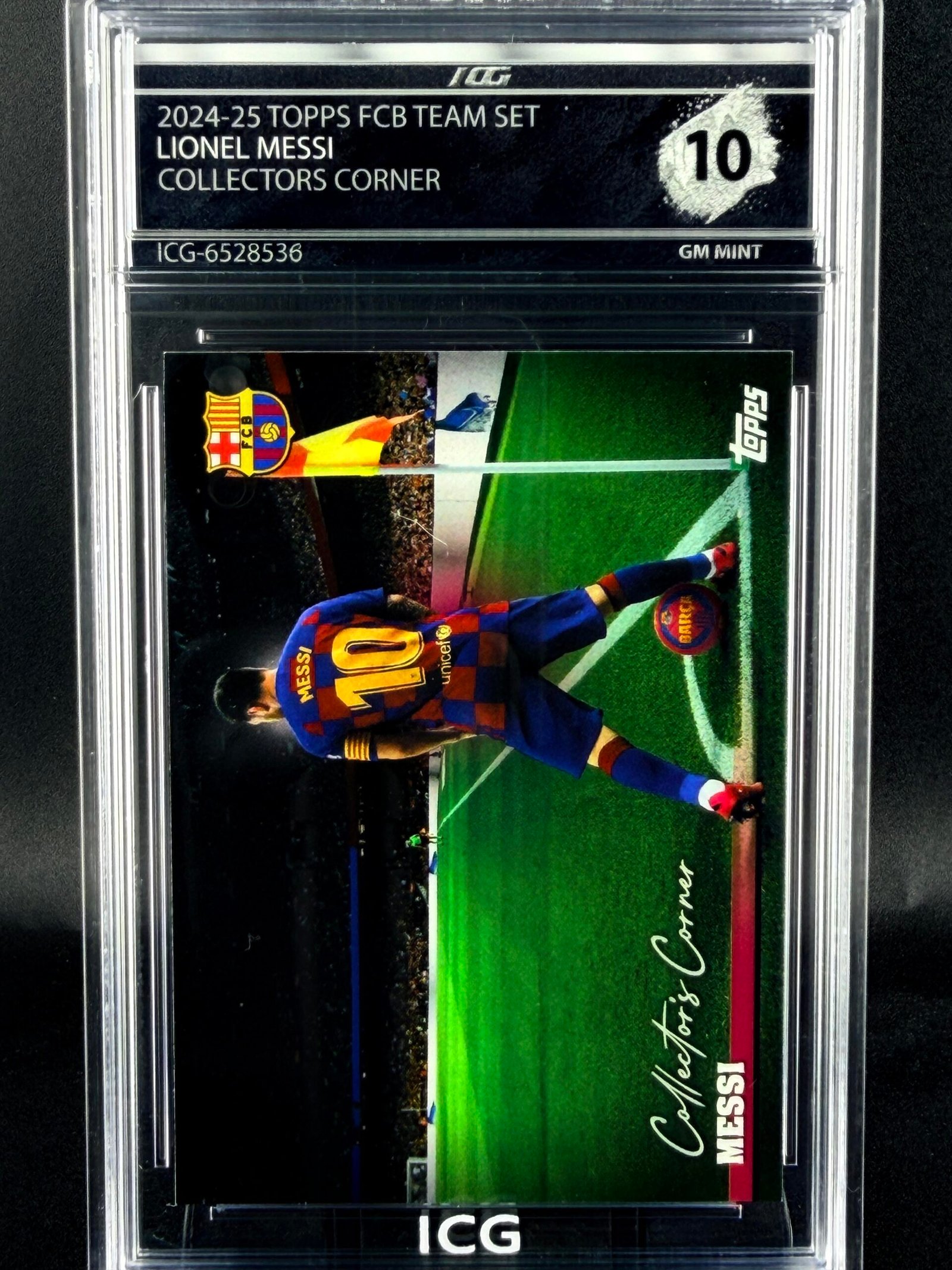 Fotografía de Cromo Lionel Messi TOPPS FCB Team Set GEM MINT 10 · Inception Card Grading · ICG · Sports Cards · TCG