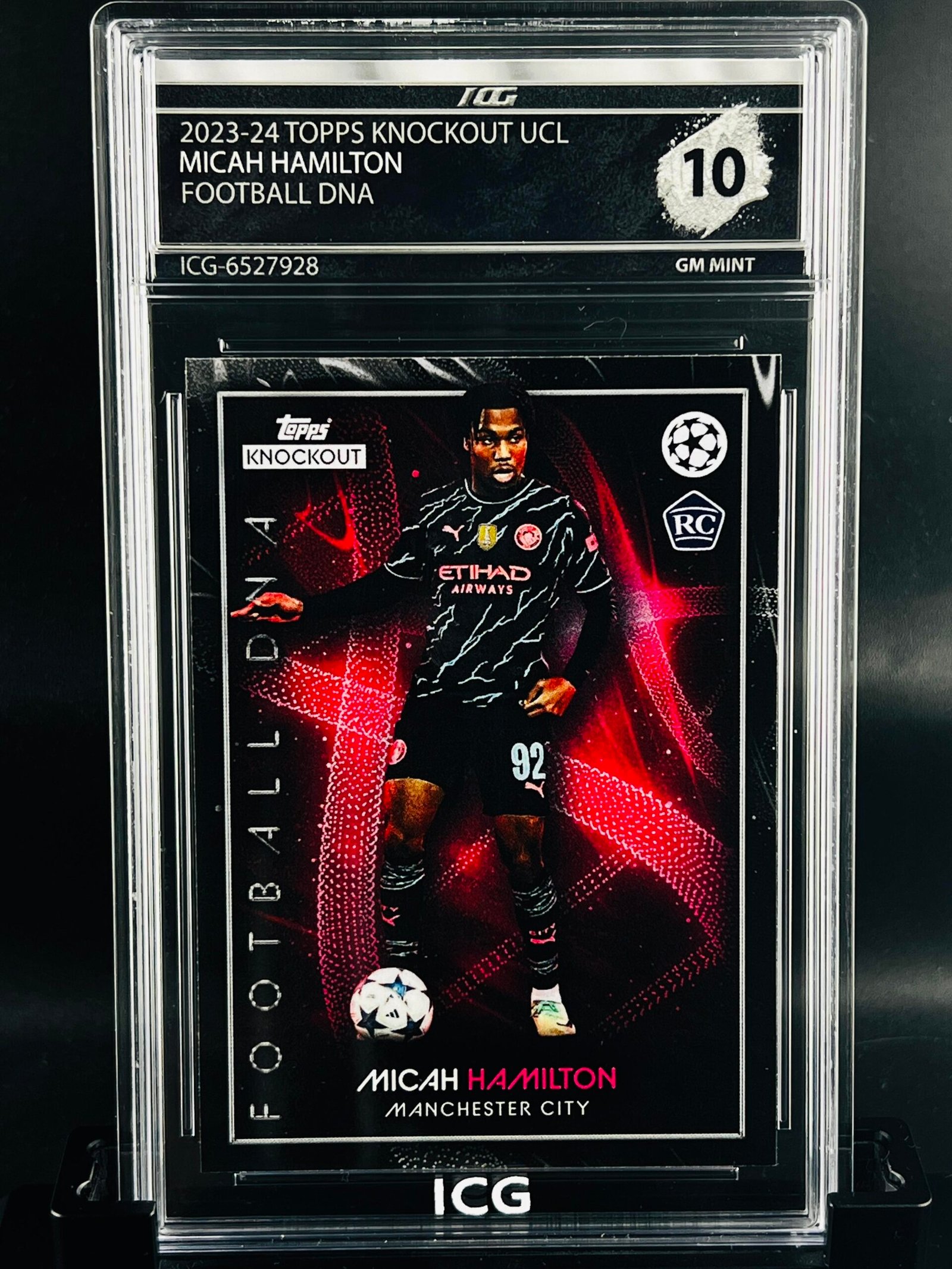 Fotografía de Cromo de fútbol Micah Hamilton Rookie Topps Knockout Football DNA · GEM MINT 10 · Inception Card Grading · ICG · Sports Cards · TCG