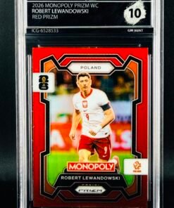 Otra vista de Cromo Robert Lewandowski Panini Monopoly Red Prizm GEM MINT 10 · Inception Card Grading · ICG · Sports Cards · TCG