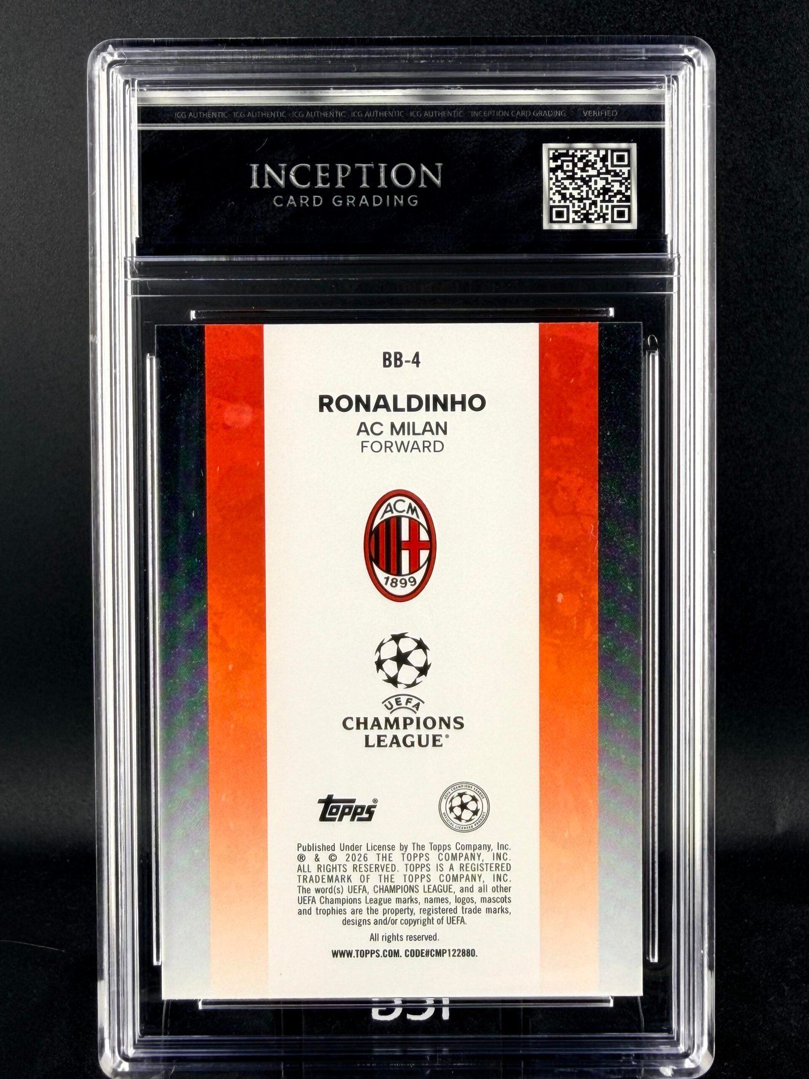 Otra vista de Cromo Ronaldinho Best Legendary Numbers Topps GEM MINT 10 · Inception Card Grading · ICG · Sports Cards · TCG