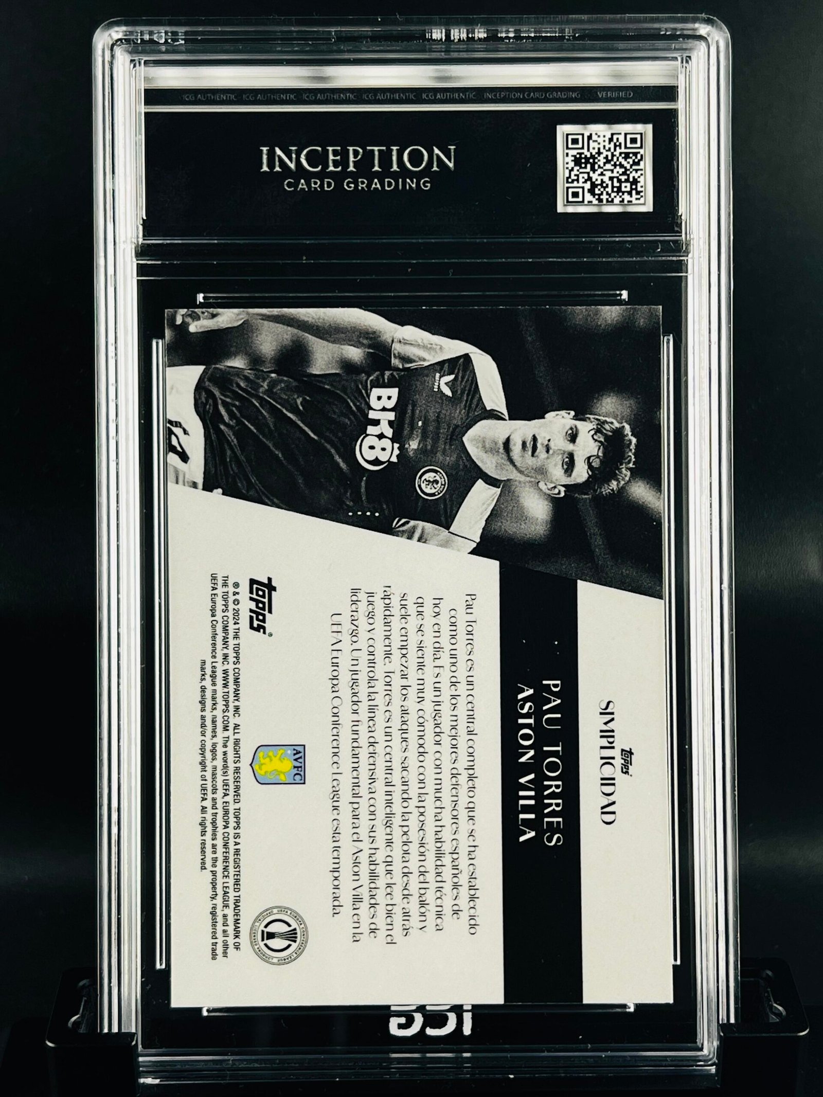 Otra vista de Cromo de Pau Torres Topps Simplicidad · GM MINT 10· Inception Card Grading · ICG · Sports Cards · TCG