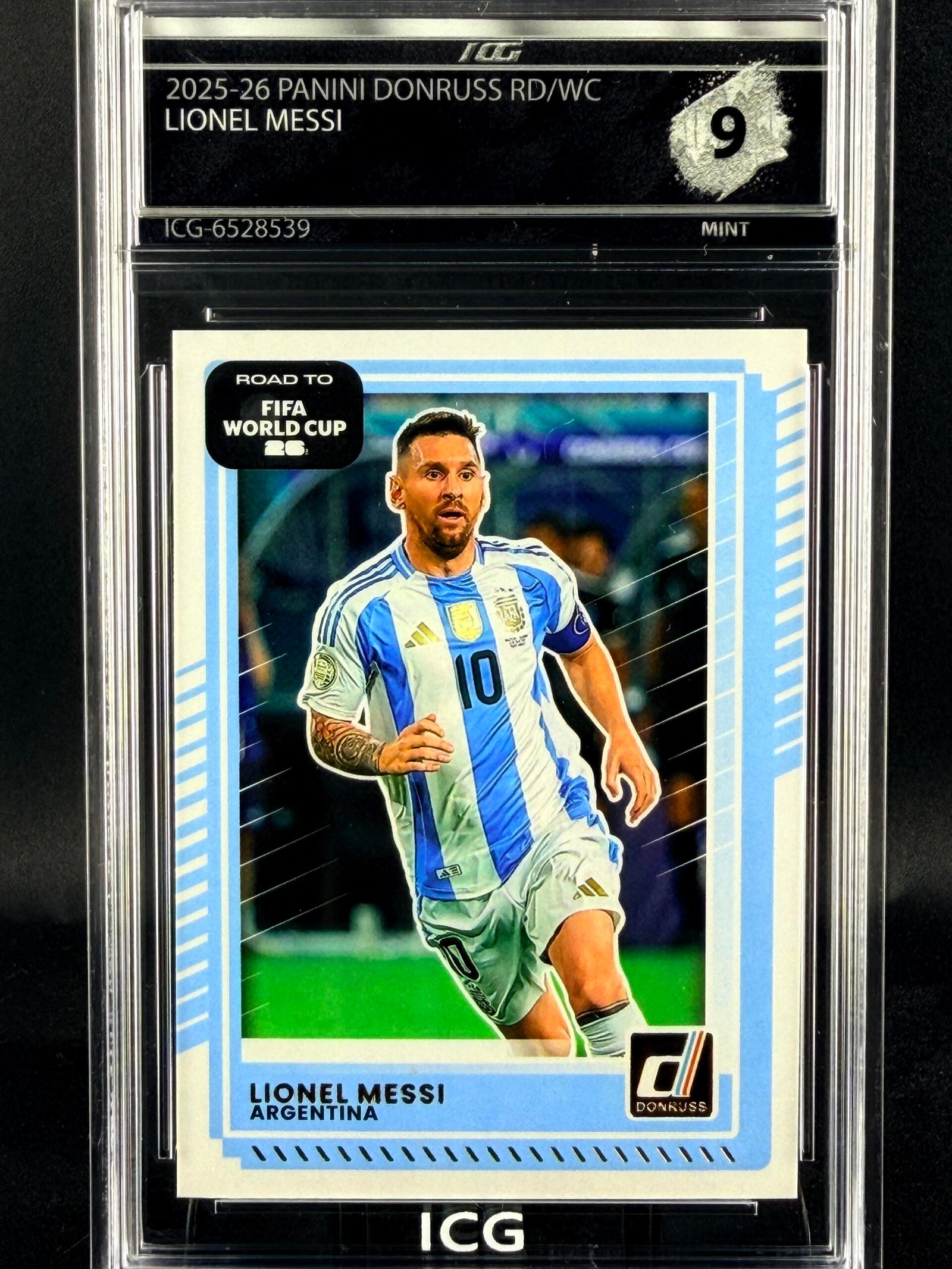 Otra vista de Cromo Lionel Messi Panini Donruss World Cup MINT 9 · Inception Card Grading · ICG · Sports Cards · TCG