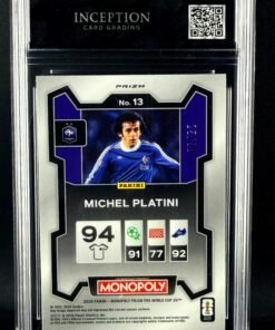 Otra vista de Cromo Michel Platini Panini Monopoly Purple Prizm /99 MINT 9 · Inception Card Grading · ICG · Sports Cards · TCG