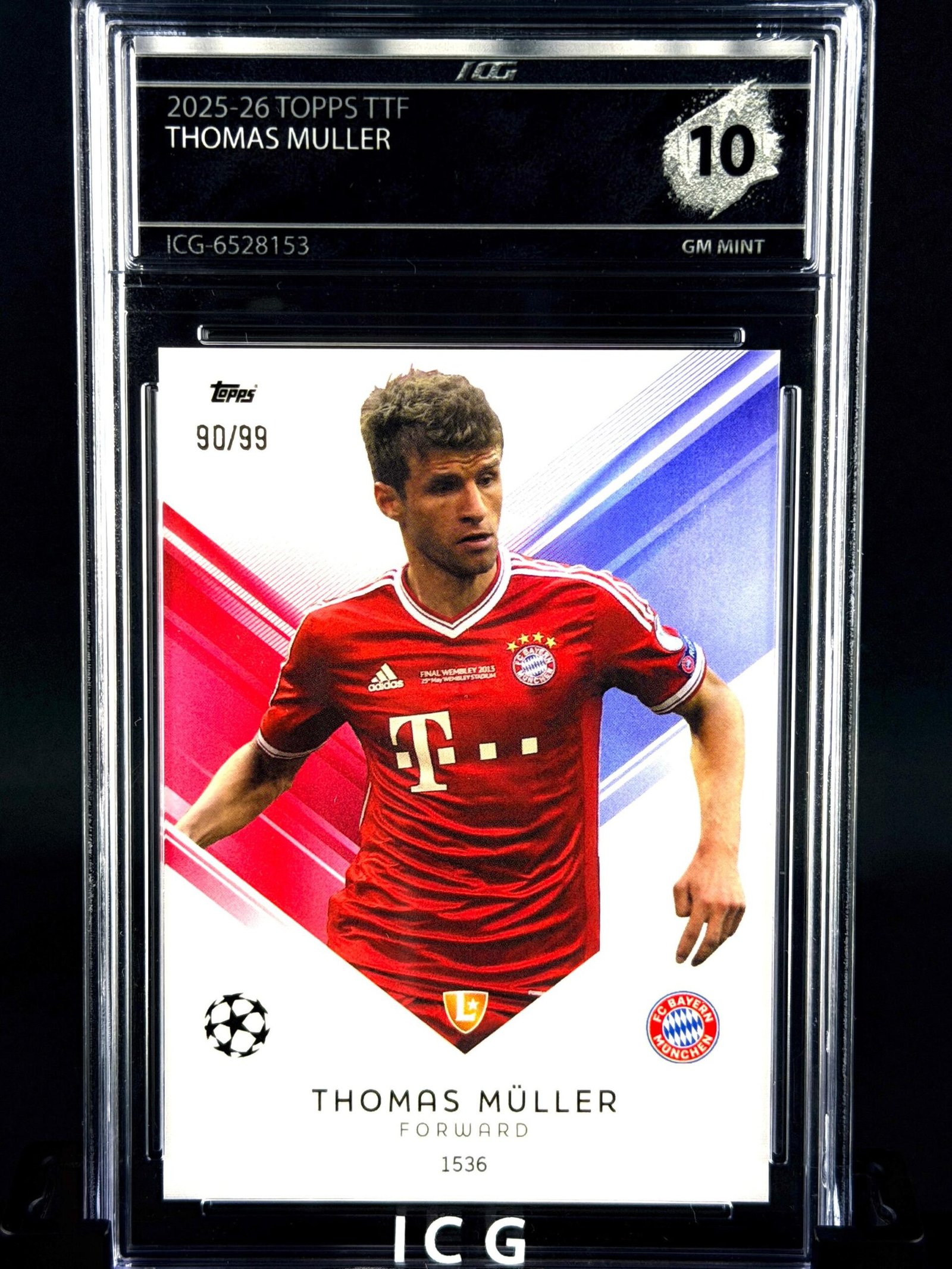 Otra vista de Cromo Thomas Muller Topps TTF 90/99 GEM MINT 10 · Inception Card Grading · ICG · Sports Cards · TCG