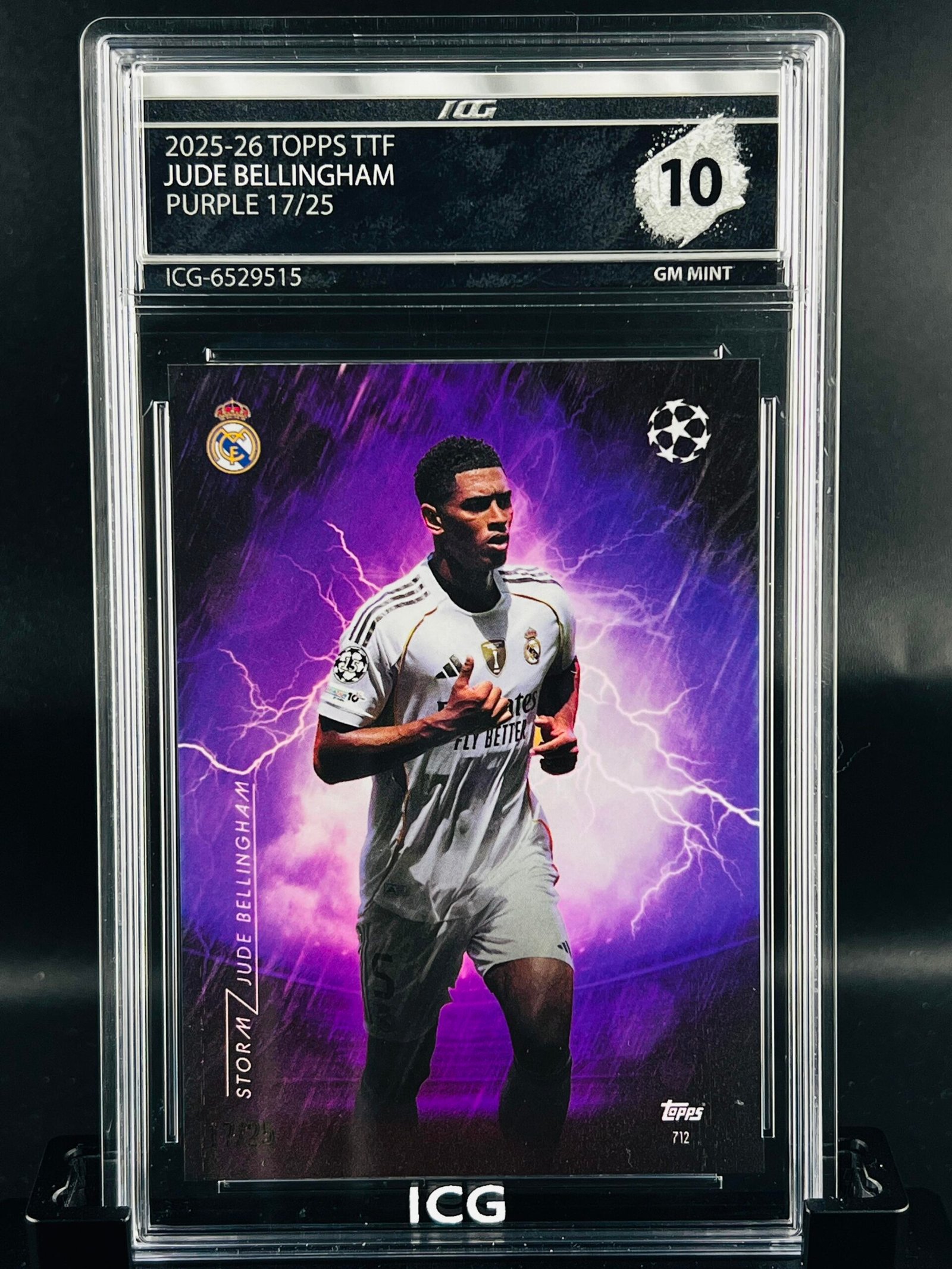 Otra vista de Cromo de fútbol Jude Bellingham Topps TTF /25 · GM MINT 10· Inception Card Grading · ICG · Sports Cards · TCG