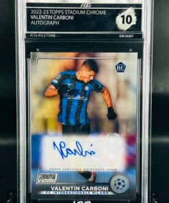 Fotografía de Cromo de fútbol Valentin Carboni Autograph · Topps Stadium Chrome · GM MINT 10 · Inception Card Grading · ICG · Sports Cards · TCG