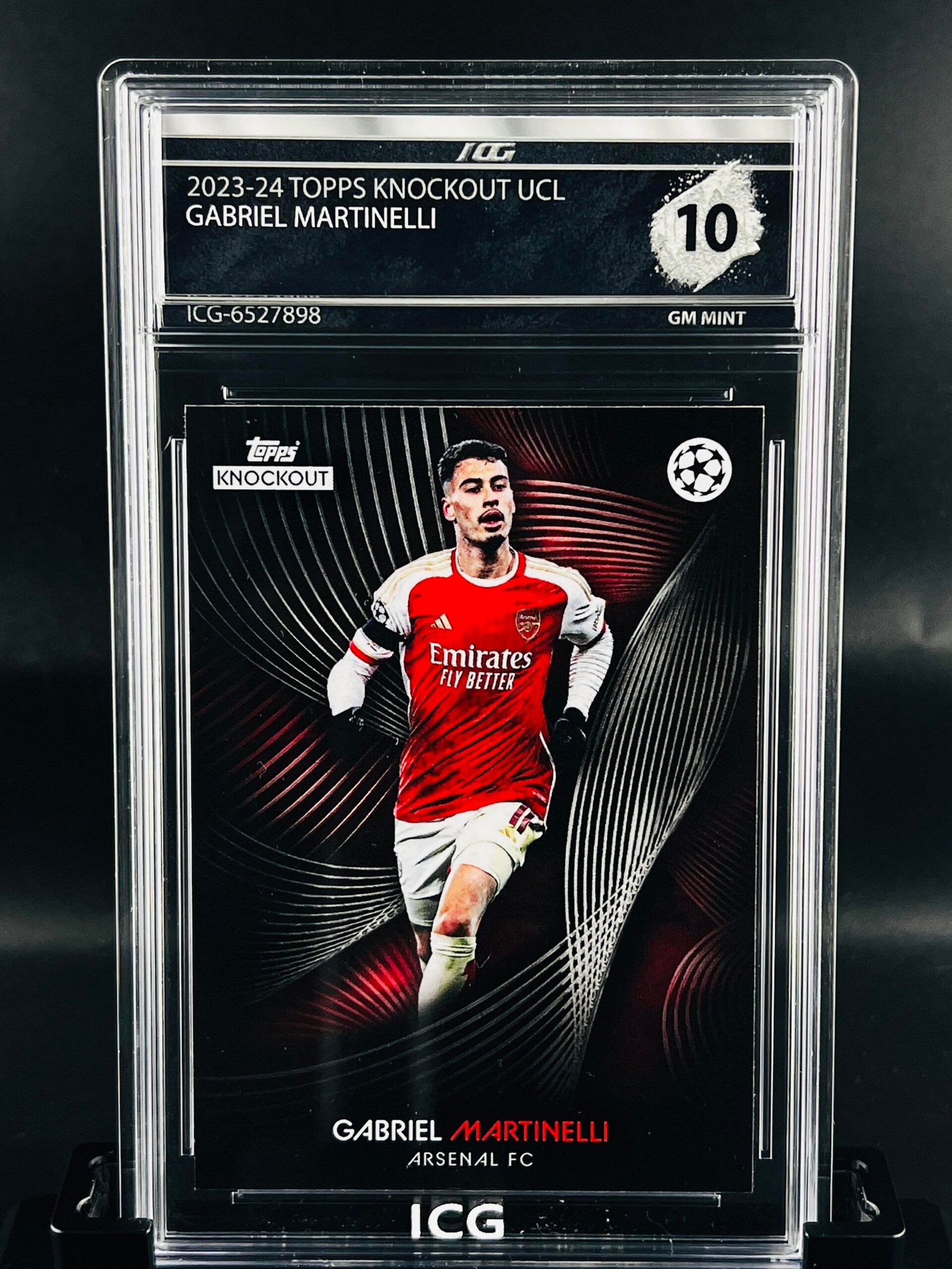 Fotografía de Cromo de fútbol Gabriel Martinelli Topps Knockout · GM MINT 10· Inception Card Grading · ICG · Sports Cards · TCG