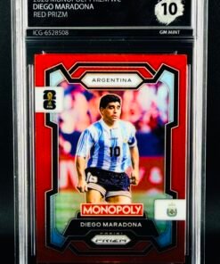 Otra vista de Cromo Diego Maradona Panini Monopoly Red Prizm GEM MINT 10 · Inception Card Grading · ICG · Sports Cards · TCG