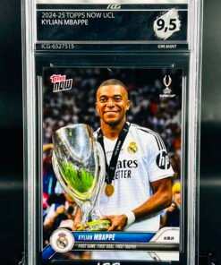 Fotografía de Cromo de fútbol Kylian Mbappe Topps Now First Trophy · GM MINT 9,5 · Inception Card Grading · ICG · Sports Cards · TCG