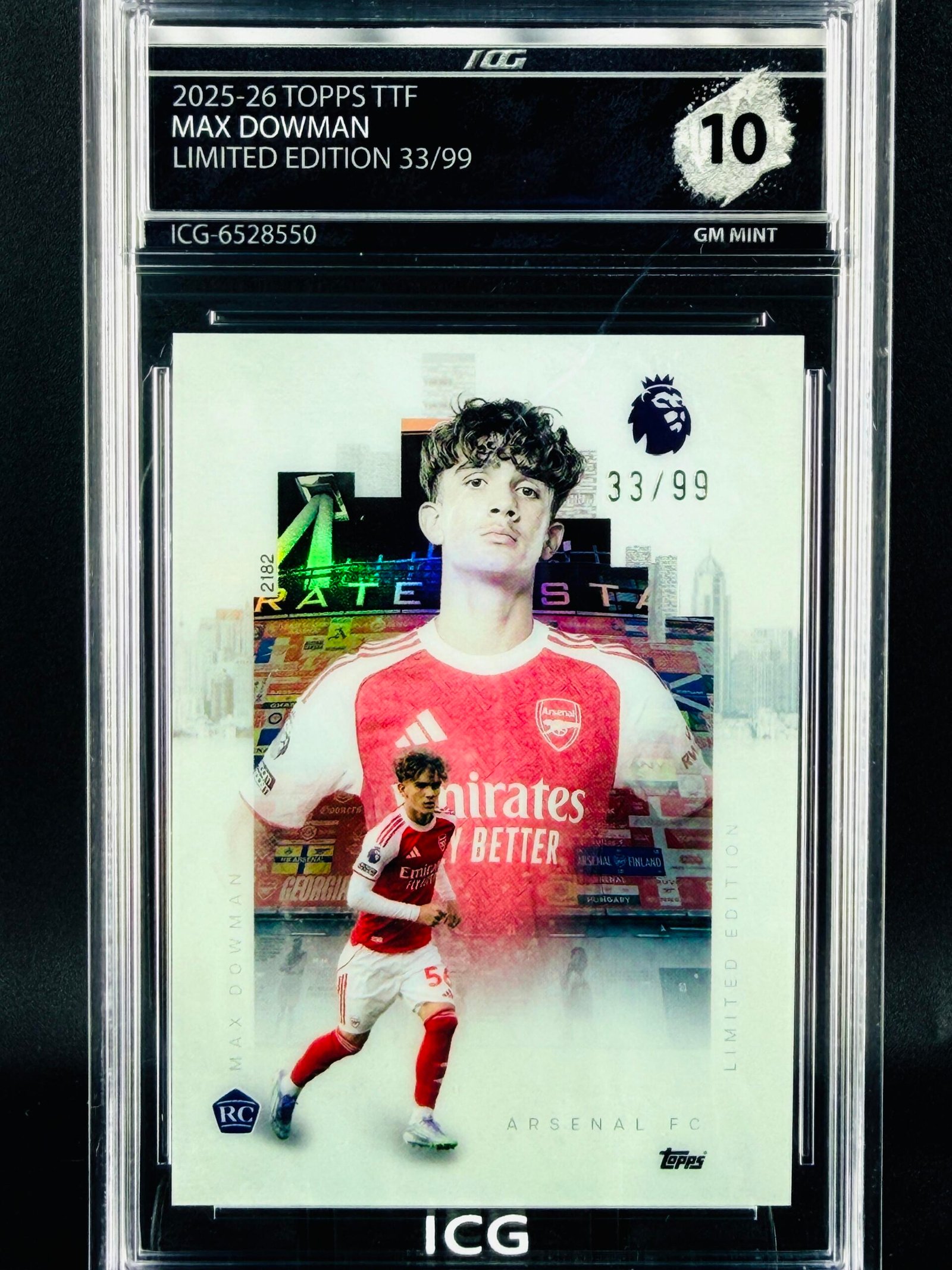 Otra vista de Cromo Max Dowman Topps TTF Limited Edition /99 GEM MINT 10 · Inception Card Grading · ICG · Sports Cards · TCG