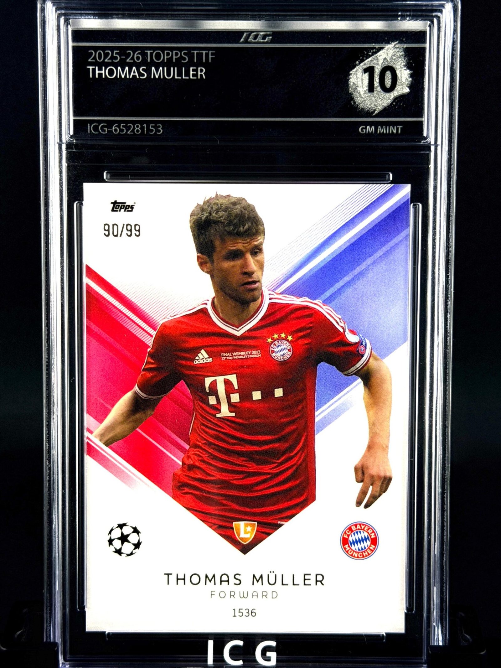 Fotografía de Cromo Thomas Muller Topps TTF 90/99 GEM MINT 10 · Inception Card Grading · ICG · Sports Cards · TCG