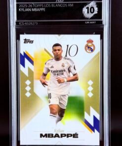 Otra vista de Cromo Kylian Mbappe Topps Los Blancos Real Madrid · GEM MINT 10 · Inception Card Grading · ICG · Sports Cards · TCG