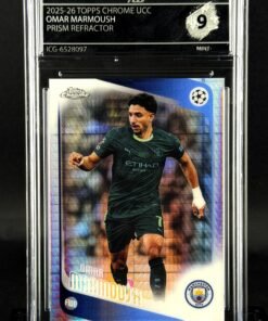 Fotografía de Cromo Omar Marmoush Topps Chrome Prism Refractor MINT 9 · Inception Card Grading · ICG · Sports Cards · TCG
