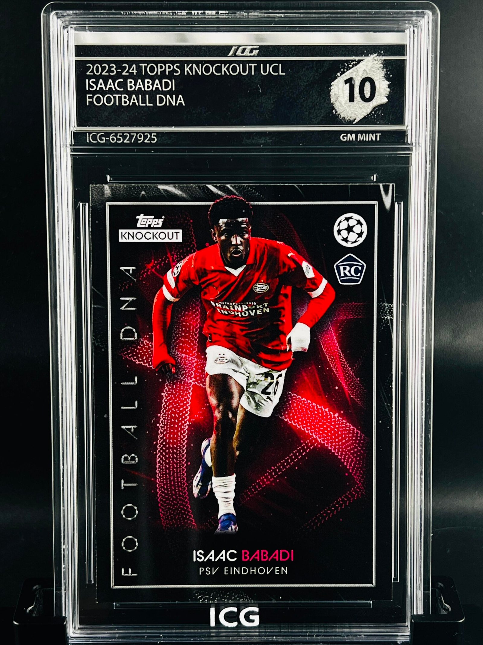 Fotografía de Cromo de fútbol Isaac Babadi Rookie Topps Knockout Football DNA · GEM MINT 10 · Inception Card Grading · ICG · Sports Cards · TCG