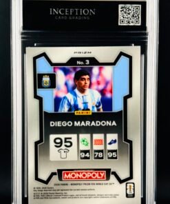 Otra vista de Cromo Diego Maradona Four Corners Green Wave PRIZM Panini Fifa World Cup Monopoly MINT 9 · Inception Card Grading · ICG · Sports Cards · TCG