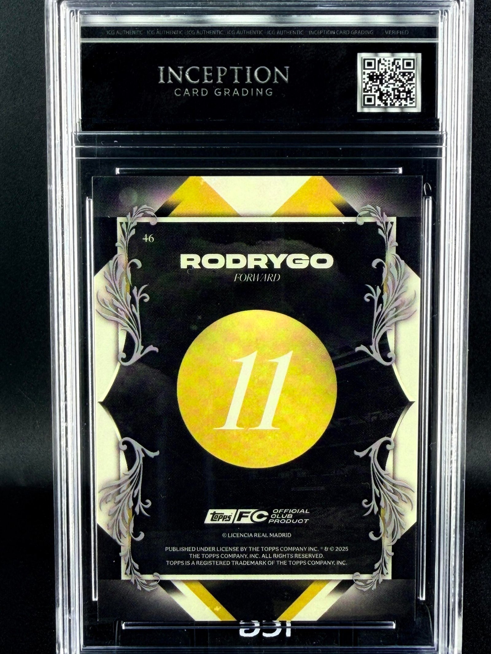 Otra vista de Cromo Rodrygo Topps Portrait Posers /75 GEM MINT 10 · Inception Card Grading · ICG · Sports Cards · TCG
