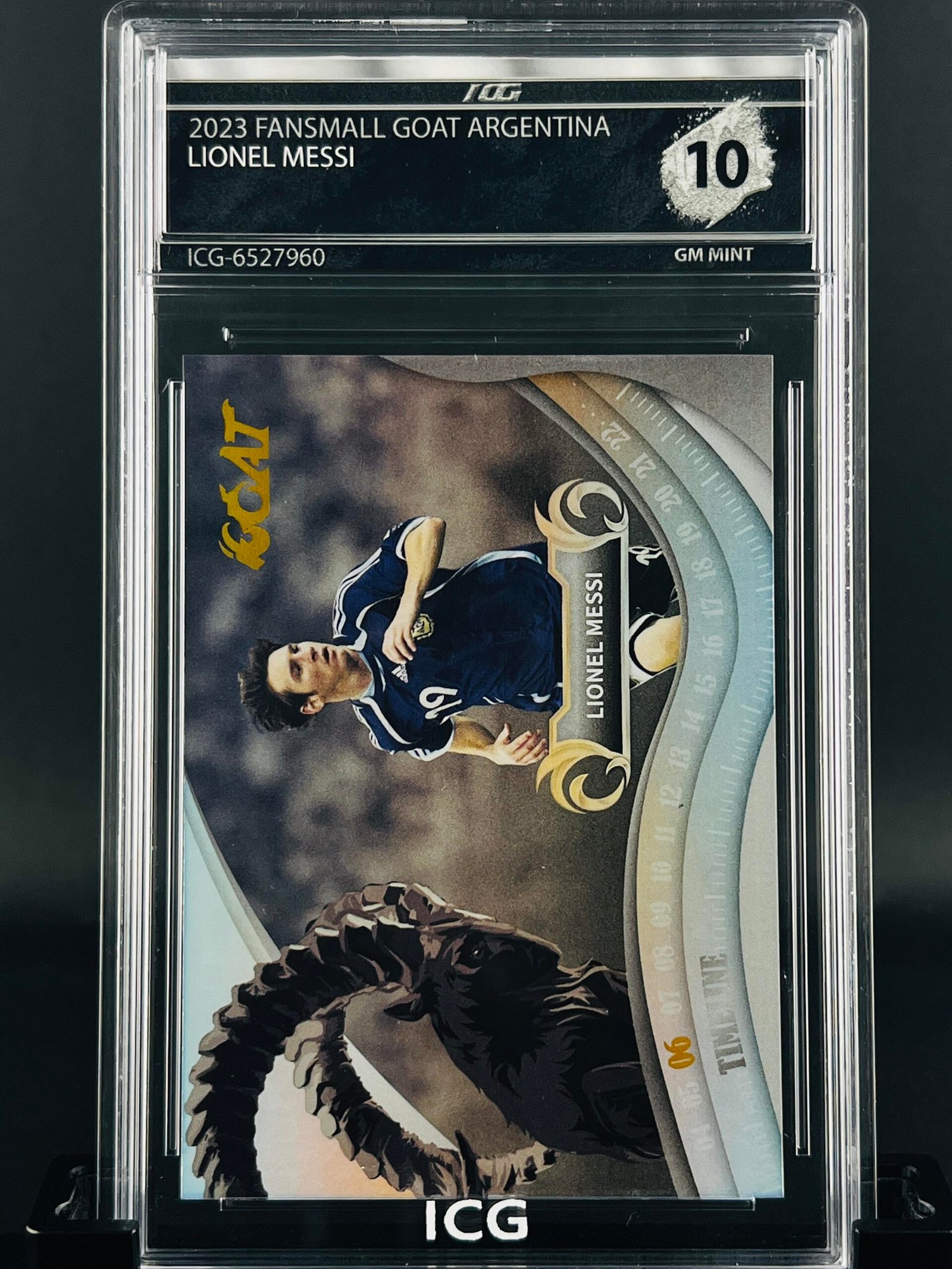 Otra vista de Cromo Lionel Messi Fansmall Goat · GEM MINT 10 · Inception Card Grading · ICG · Sports Cards · TCG
