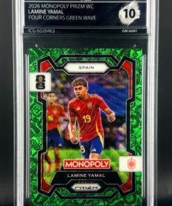 Fotografía de Cromo Lamine Yamal Four Corners Green Wave PRIZM Panini Fifa World Cup Monopoly GEM MINT 10 · Inception Card Grading · ICG · Sports Cards · TCG