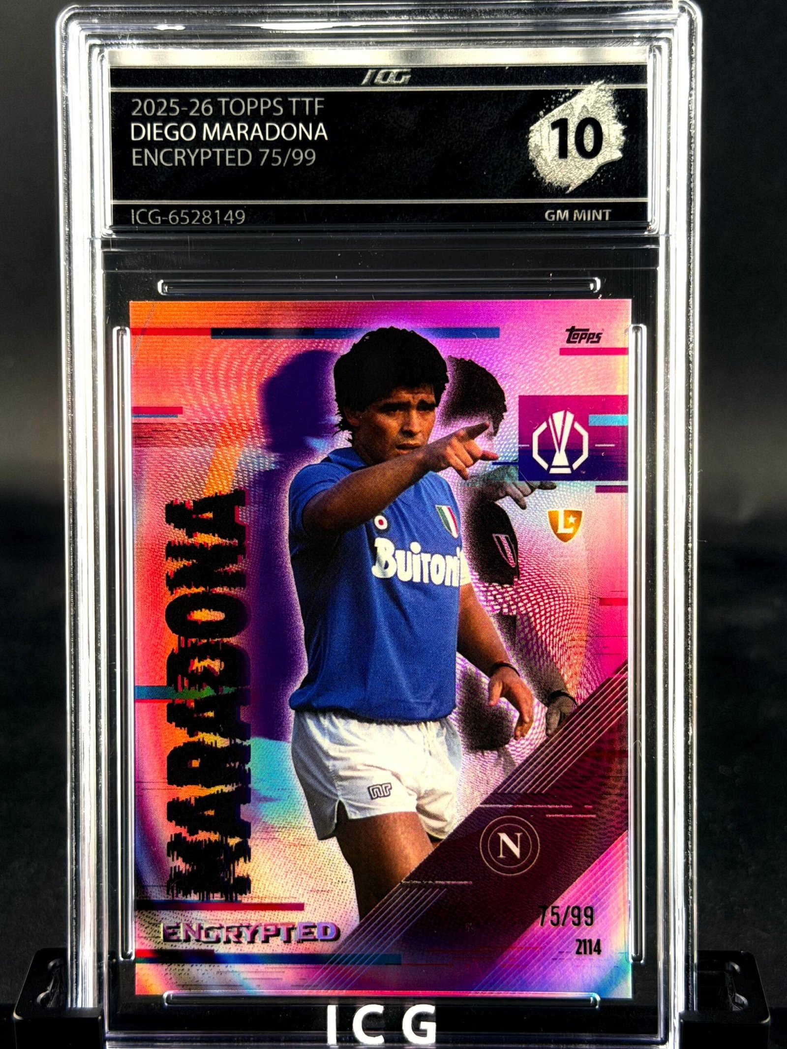 Fotografía de Cromo Diego Maradona 75/99 Topps TTF GEM MINT 10 · Inception Card Grading · ICG · Sports Cards · TCG
