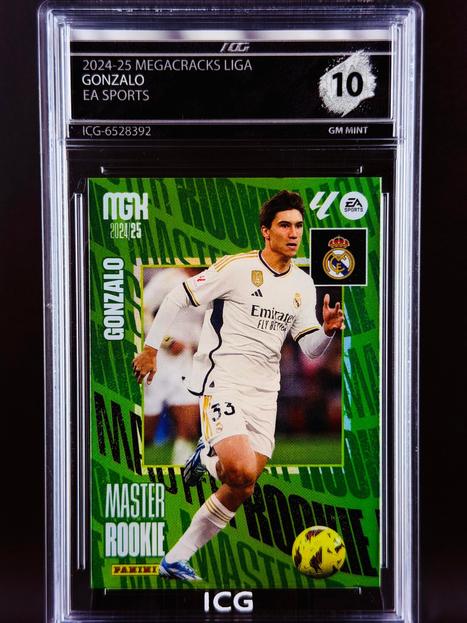 Otra vista de Cromo Gonzalo García Master Rookie Panini Megacracks GEM MINT 10 · Inception Card Grading · ICG · Sports Cards · TCG