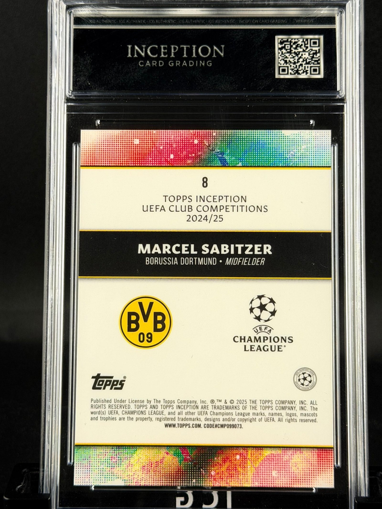 Otra vista de Cromo Marcel Sabitzer Topps Inception GEM MINT 10 · Inception Card Grading · ICG · Sports Cards · TCG