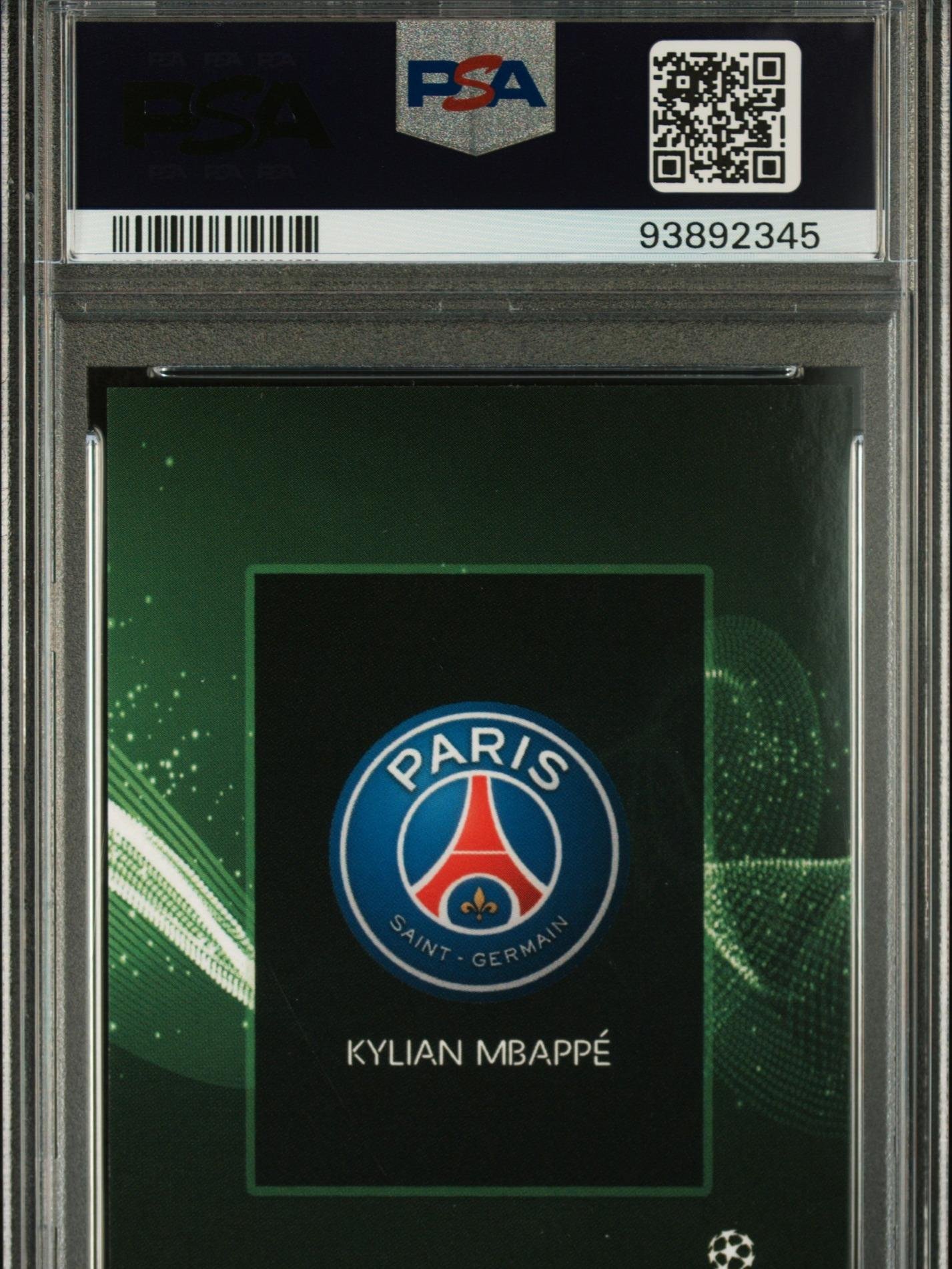Otra vista de Cromo de fútbol 2022 TOPPS KNOCKOUT KYLIAN MBAPPE GREEN /99 PSA