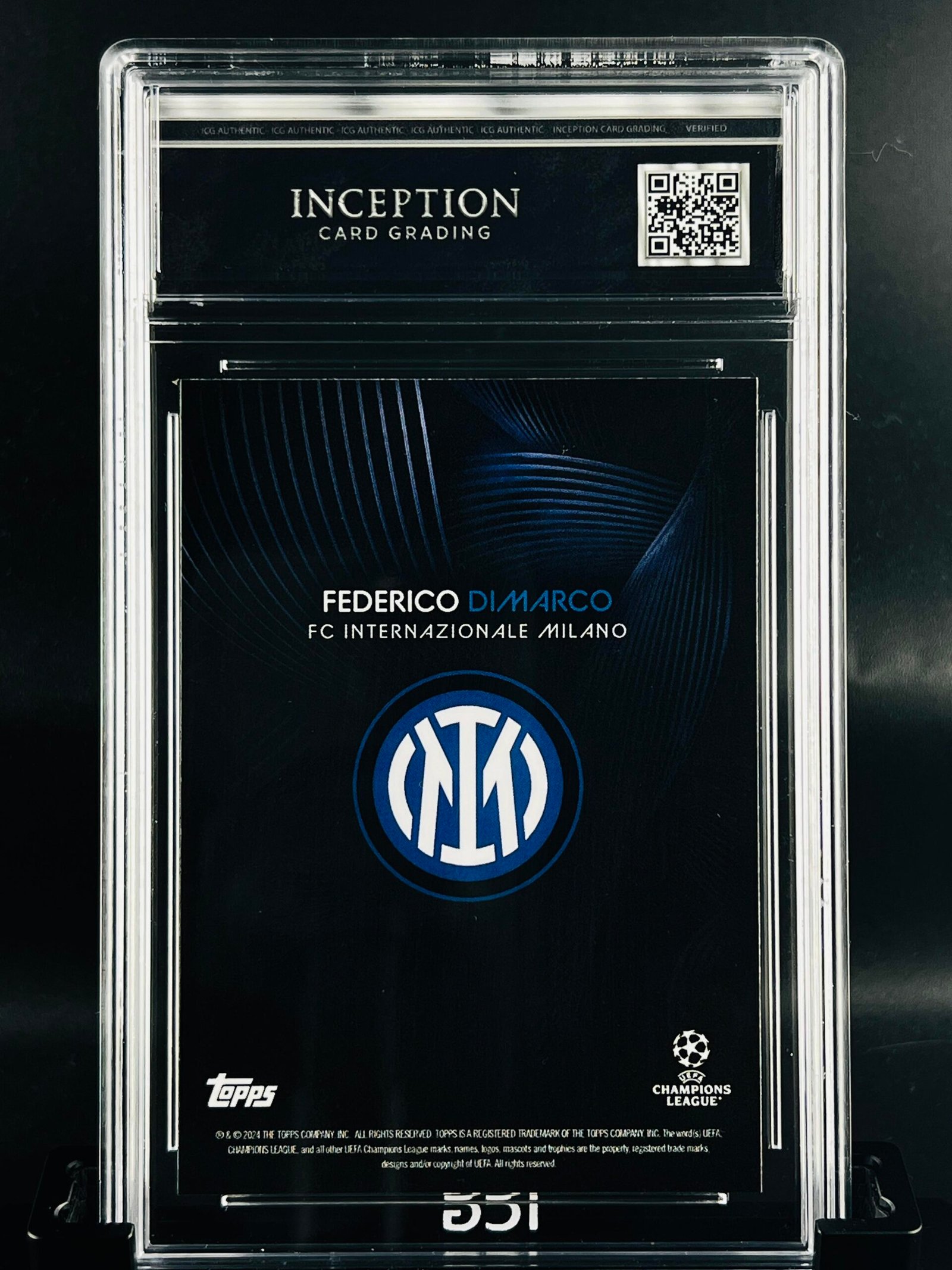 Otra vista de Cromo de fútbol Federico Dimarco Topps Knockout · GEM MINT 10 · Inception Card Grading · ICG · Sports Cards · TCG