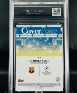 Otra vista de Cromo de fútbol Lamine Yamal TOPPS Cover Stars Inception Card Grading GM MINT 9,5 sport cards