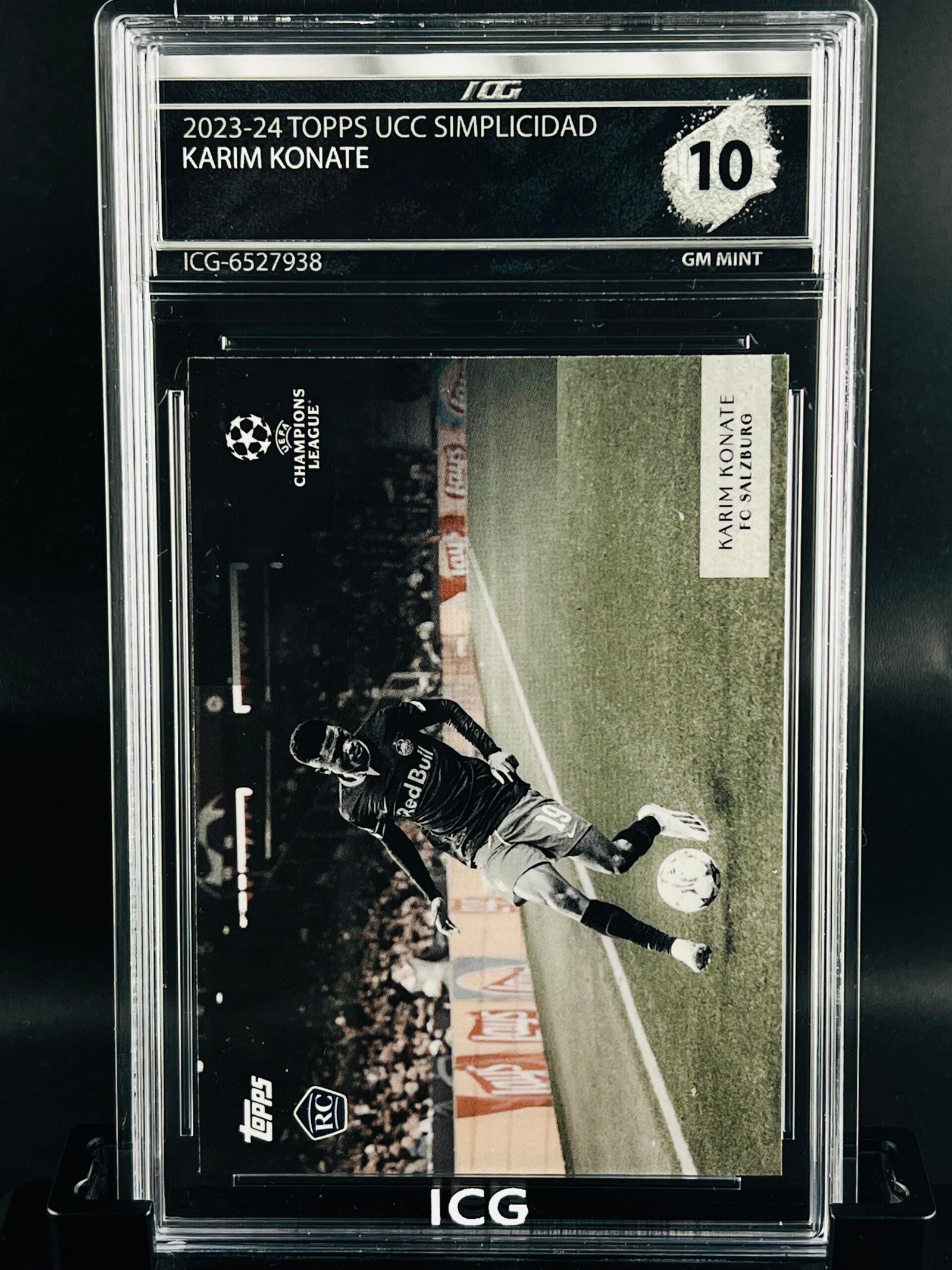 Otra vista de Cromo de Karim Konate Topps Simplicidad · GM MINT 10· Inception Card Grading · ICG · Sports Cards · TCG