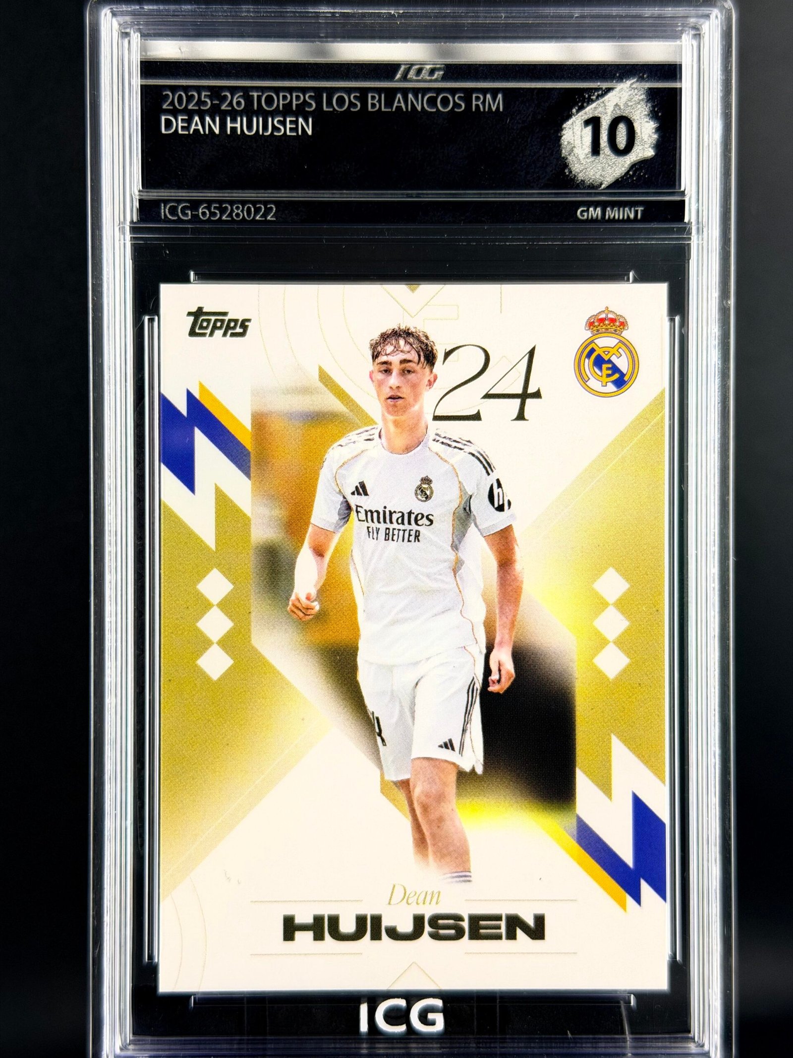 Fotografía de Cromo Huijsen Topps Los Blancos Real Madrid · GEM MINT 10 · Inception Card Grading · ICG · Sports Cards · TCG