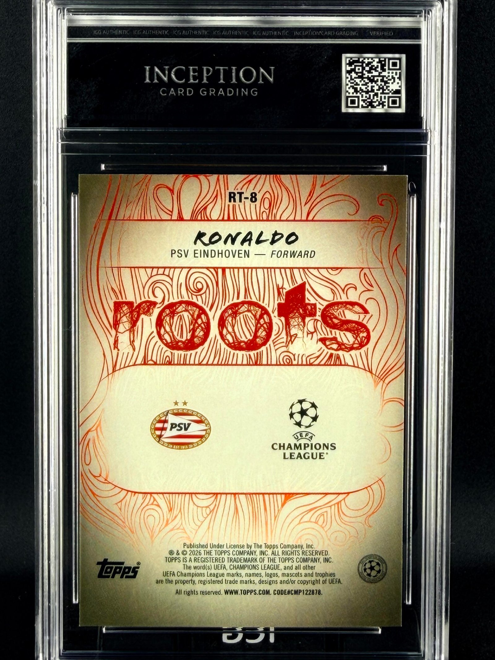 Otra vista de Cromo Ronaldo TOPPS UCC ROOTS MINT 9 · Inception Card Grading · ICG · Sports Cards · TCG