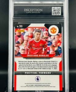 Otra vista de Cromo de fútbol Cristiano Ronaldo Panini Prizm Inception Card Grading GM MINT 10 sport cards