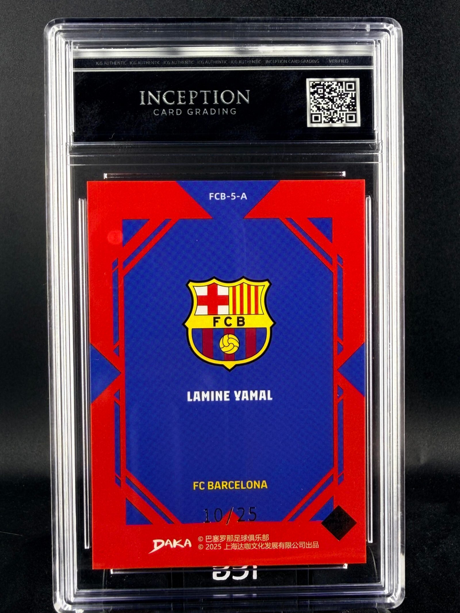Otra vista de Cromo Lamine Yamal 10/25 DAKA GEM MINT 10 · Inception Card Grading · ICG · Sports Cards · TCG