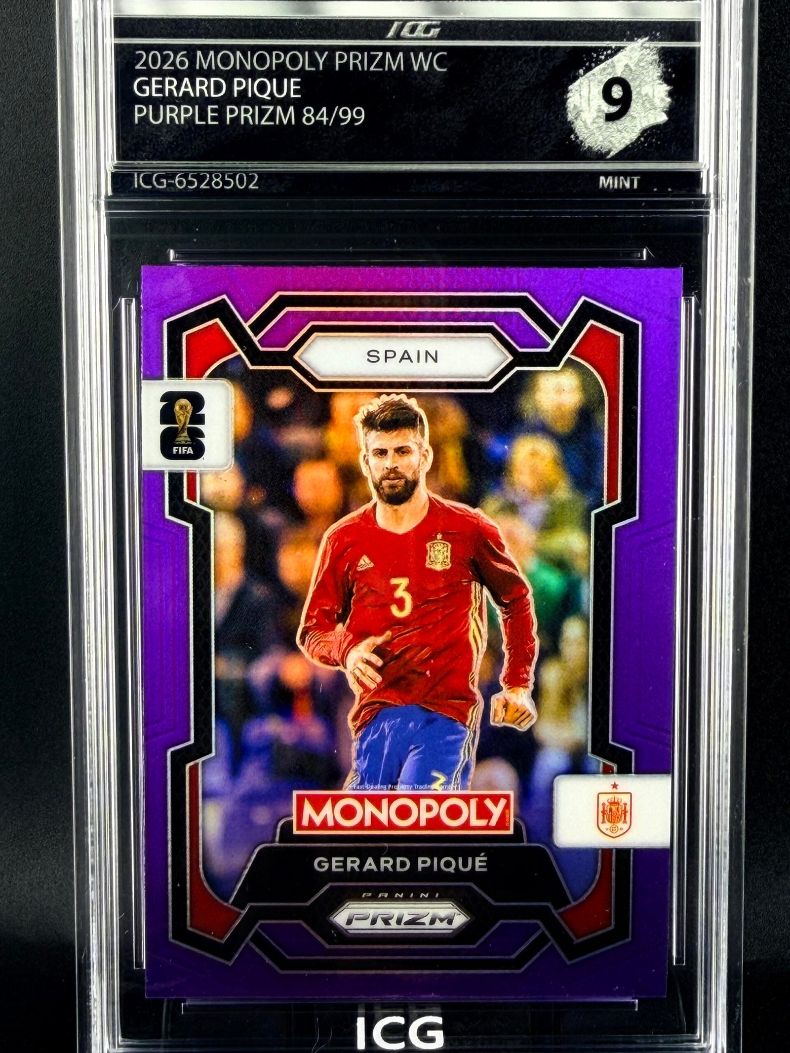 Otra vista de Cromo Piqué Panini Monopoly Purple Prizm /99 MINT 9 · Inception Card Grading · ICG · Sports Cards · TCG