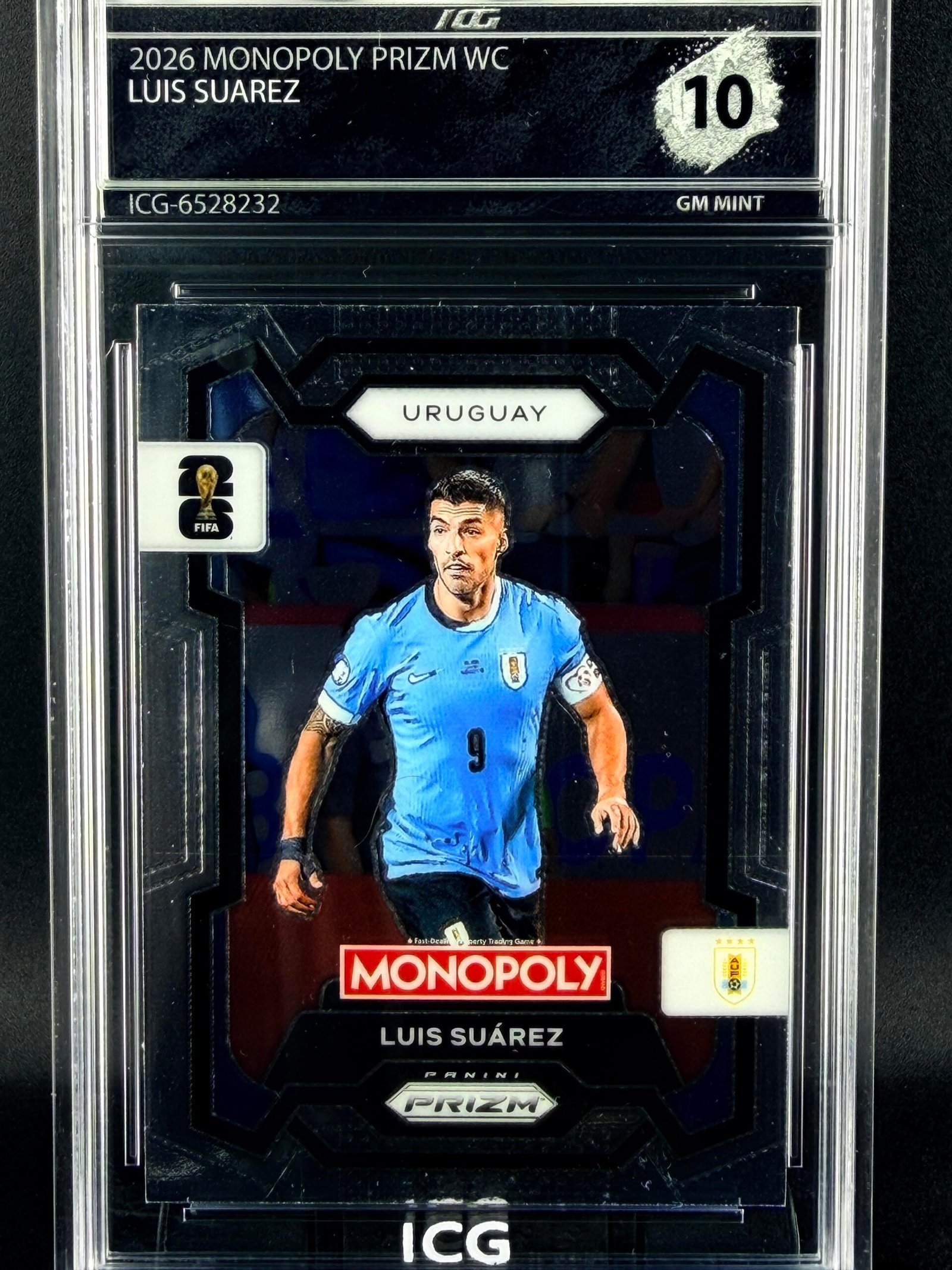 Fotografía de Cromo Luis Suarez Panini Monopoly GEM MINT 10 · Inception Card Grading · ICG · Sports Cards · TCG