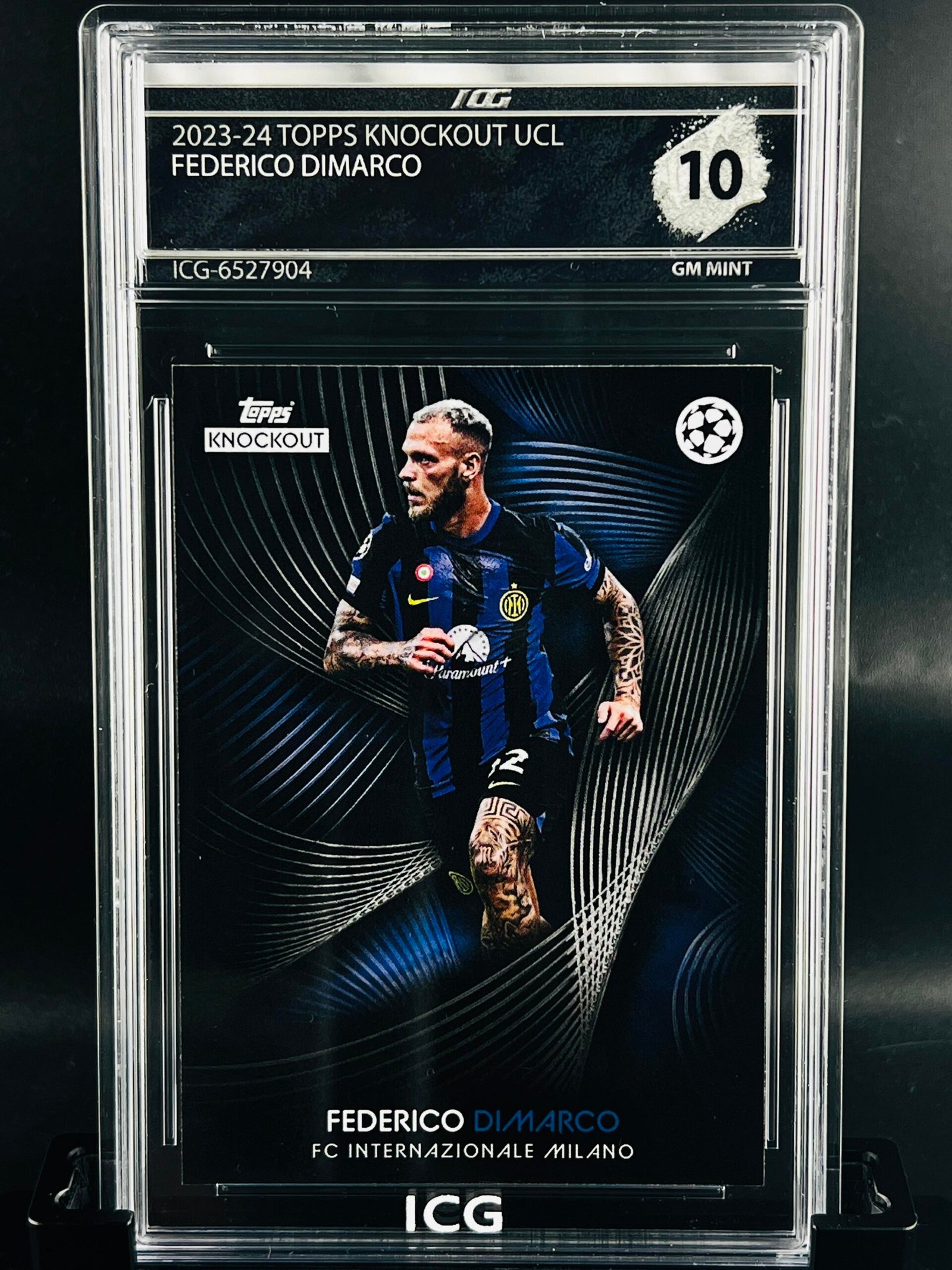 Otra vista de Cromo de fútbol Federico Dimarco Topps Knockout · GEM MINT 10 · Inception Card Grading · ICG · Sports Cards · TCG