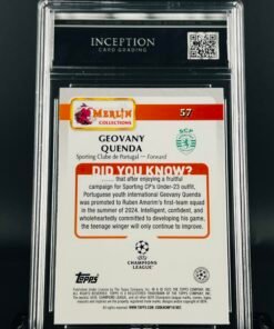 Otra vista de Cromo Geovany Quenda Rookie Topps Merlin · GEM MINT 10 · Inception Card Grading · ICG · Sports Cards · TCG
