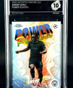Otra vista de Cromo Jeremy Doku Topps Chrome Power Players GEM MINT 10 · Inception Card Grading · ICG · Sports Cards · TCG