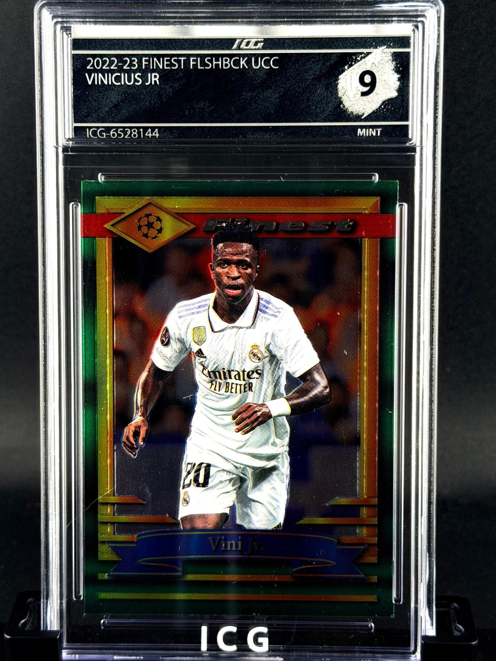 Otra vista de Cromo Vinicius JR Topps Finest Flashback MINT 9 · Inception Card Grading · ICG · Sports Cards · TCG
