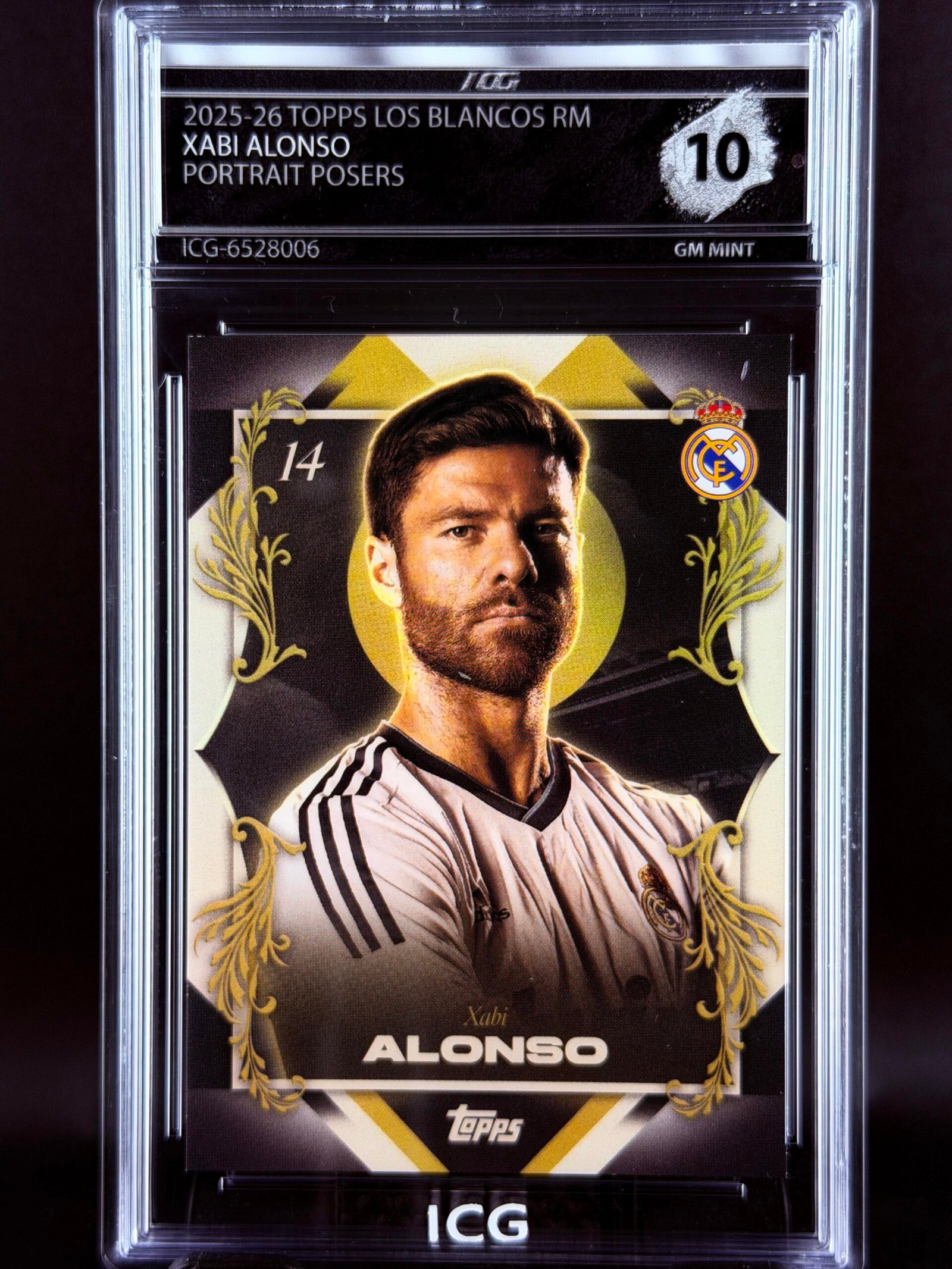 Fotografía de Cromo Xabi Alonso Portrait Posers Topps Los Blancos Real Madrid · GEM MINT 10 · Inception Card Grading · ICG · Sports Cards · TCG