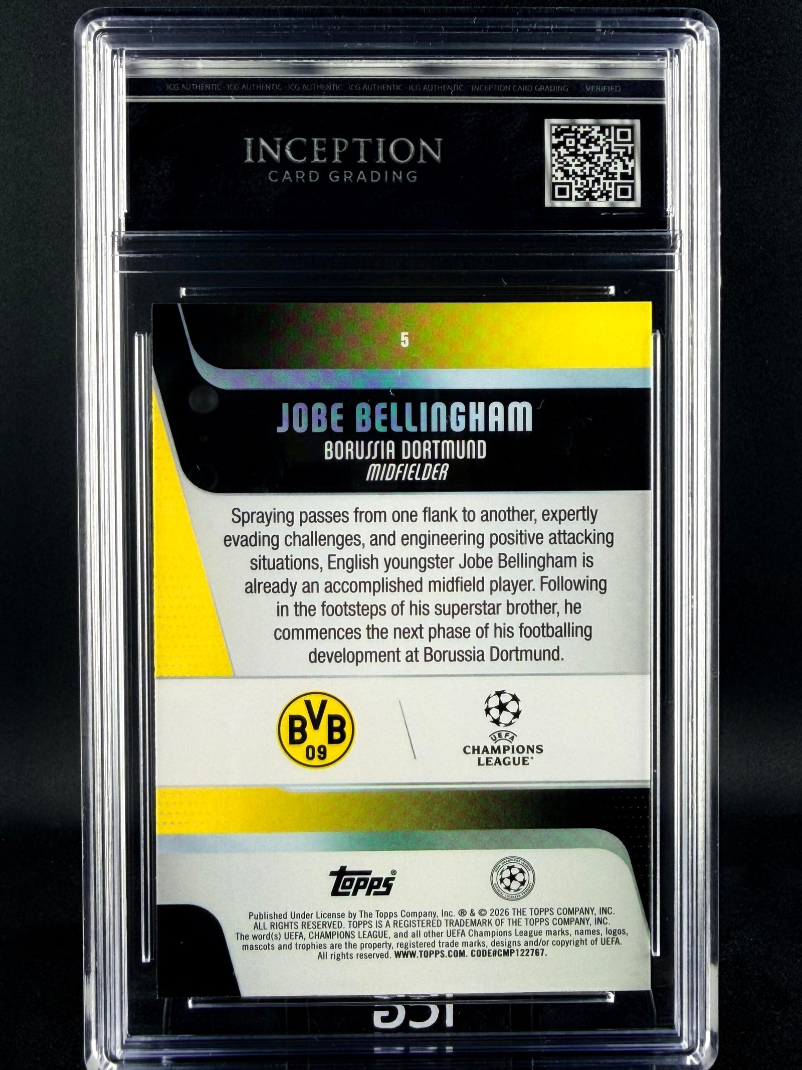 Otra vista de Cromo Jobe Bellingham Topps GEM MINT 10 · Inception Card Grading · ICG · Sports Cards · TCG