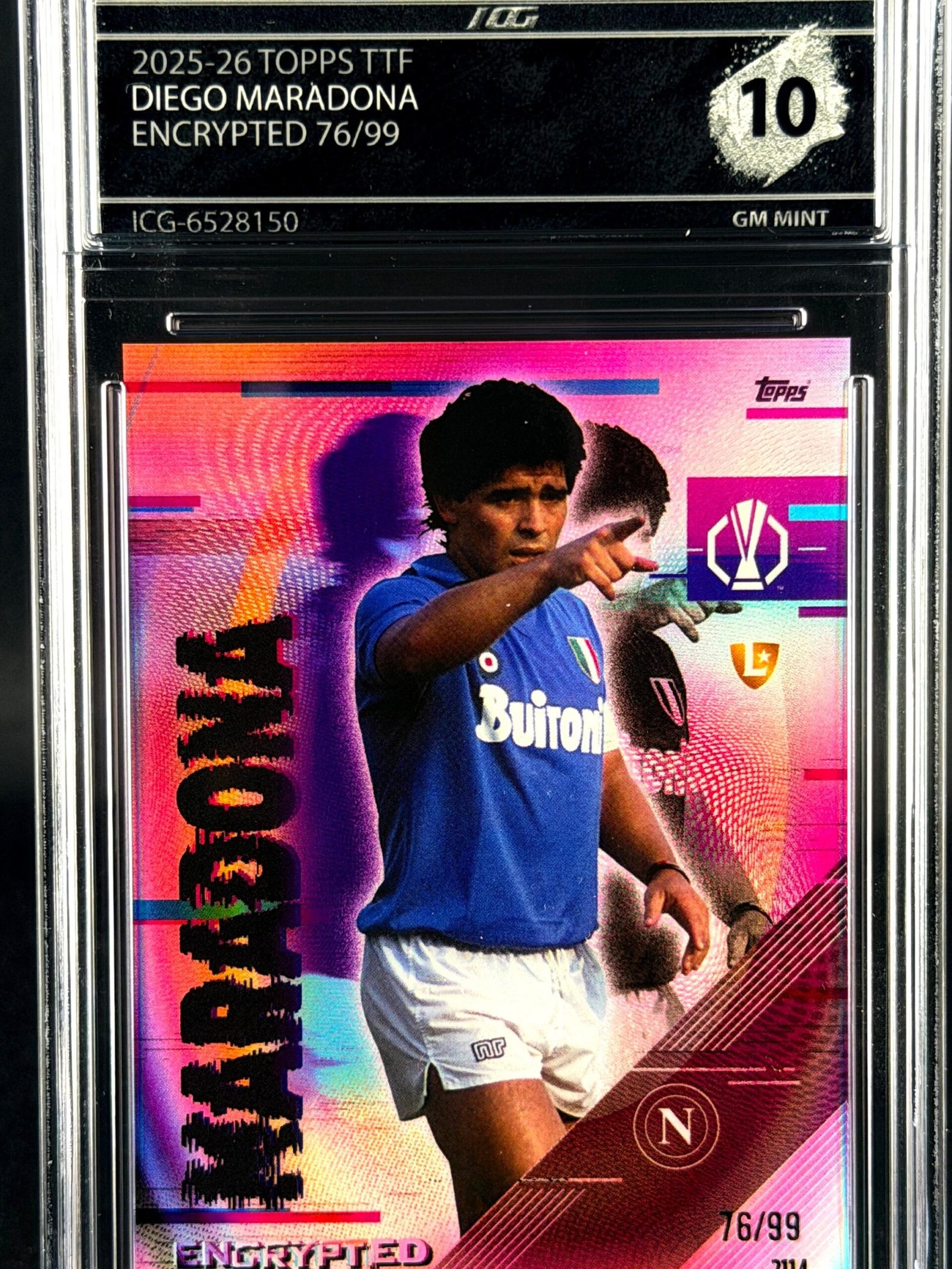 Fotografía de Cromo Diego Maradona 76/99 Topps TTF GEM MINT 10 · Inception Card Grading · ICG · Sports Cards · TCG