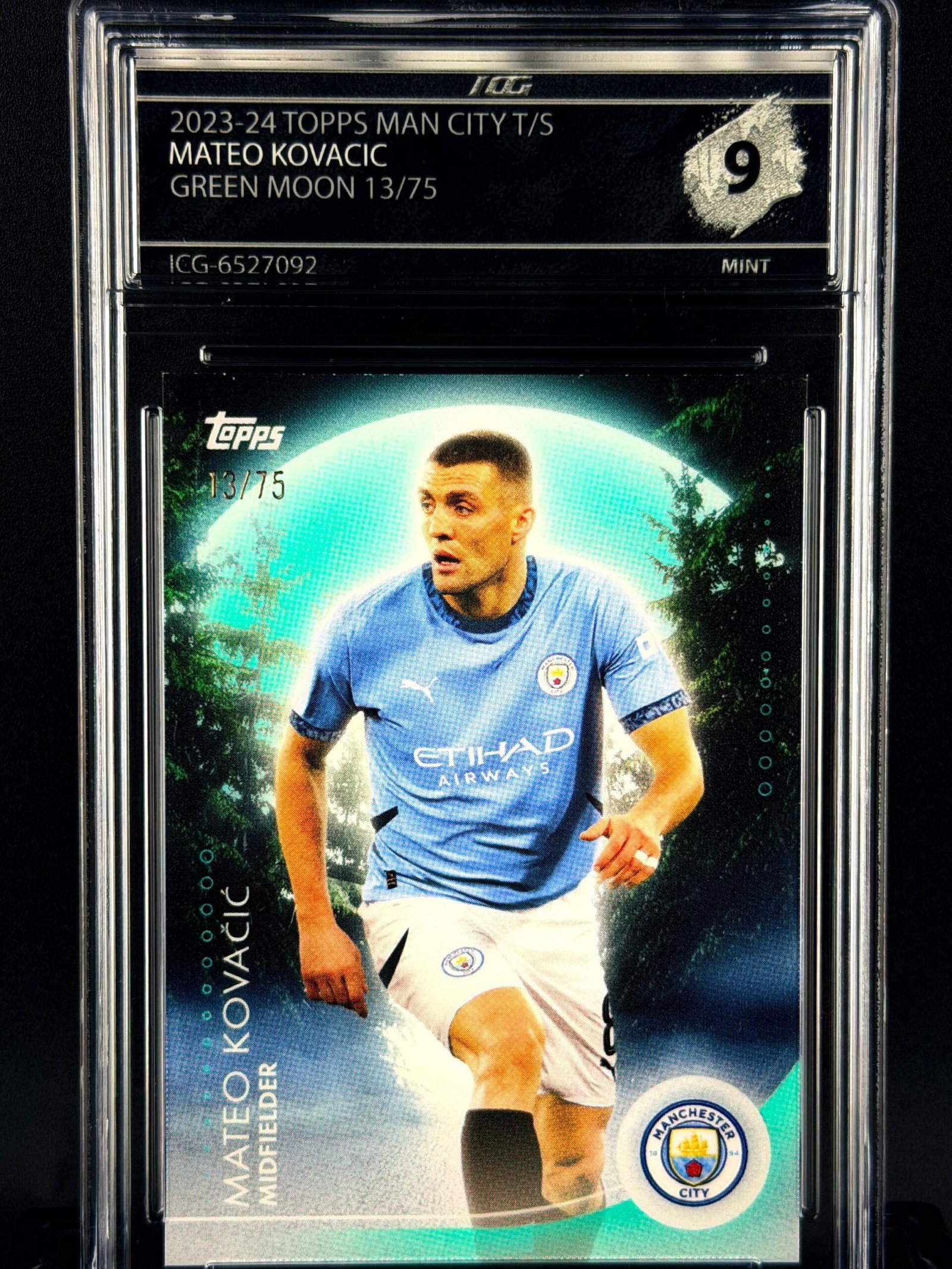 Otra vista de Cromo Mateo Kovacic /75 Topps Manchester City MINT 9 · Inception Card Grading · ICG · Sports Cards · TCG
