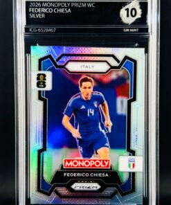 Fotografía de Cromo Federico Chiesa SILVER PRIZM Panini Fifa World Cup Monopoly GEM MINT 10 · Inception Card Grading · ICG · Sports Cards · TCG