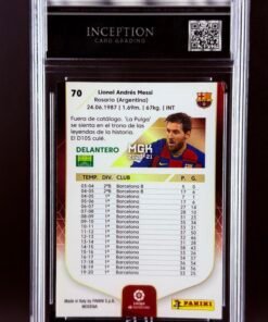 Otra vista de Cromo Lionel Messi Panini Megacracks GEM MINT 10 · Inception Card Grading · ICG · Sports Cards · TCG