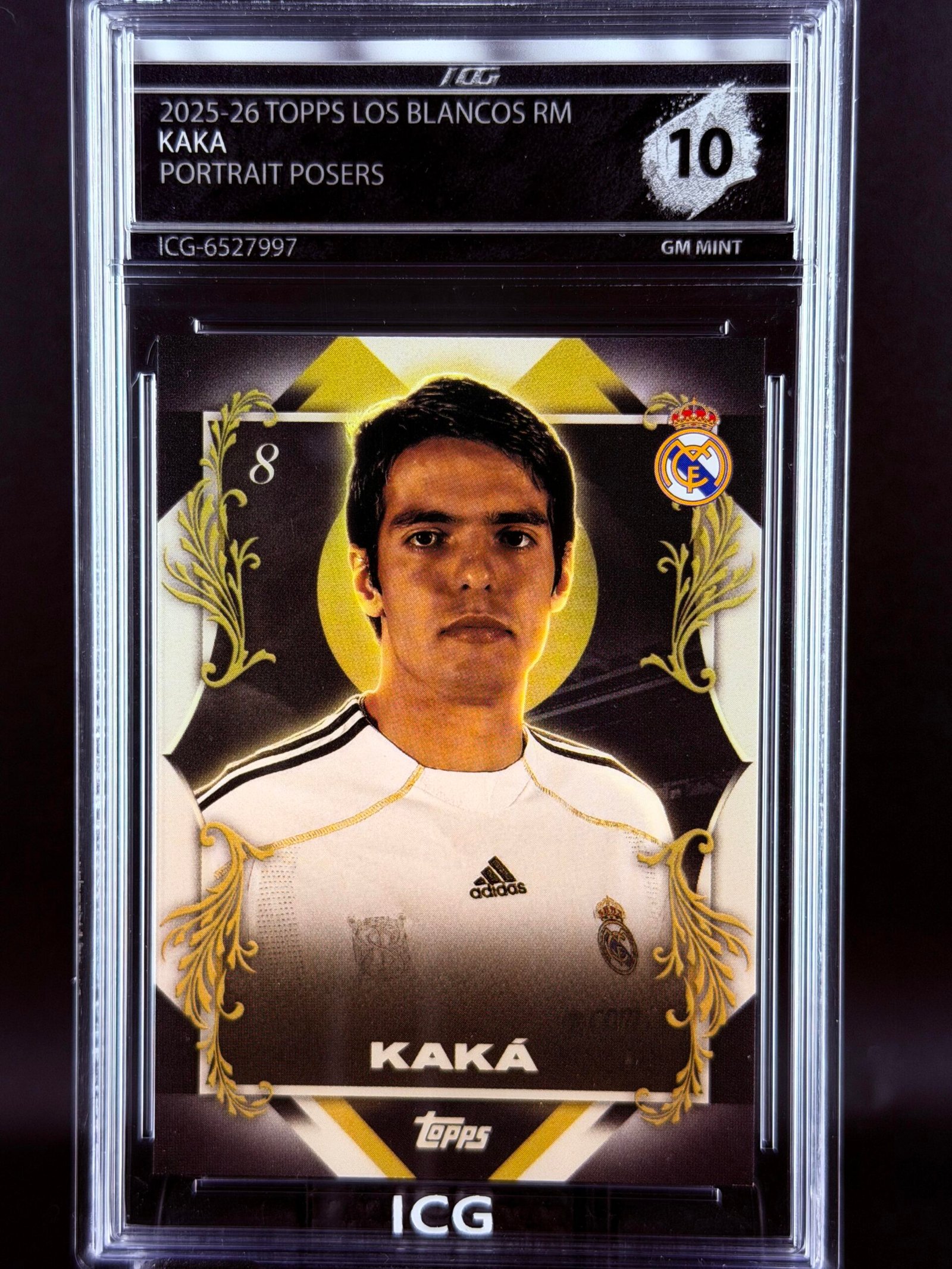 Fotografía de Cromo Kaká Portrait Posers Topps Los Blancos Real Madrid · GEM MINT 10 · Inception Card Grading · ICG · Sports Cards · TCG