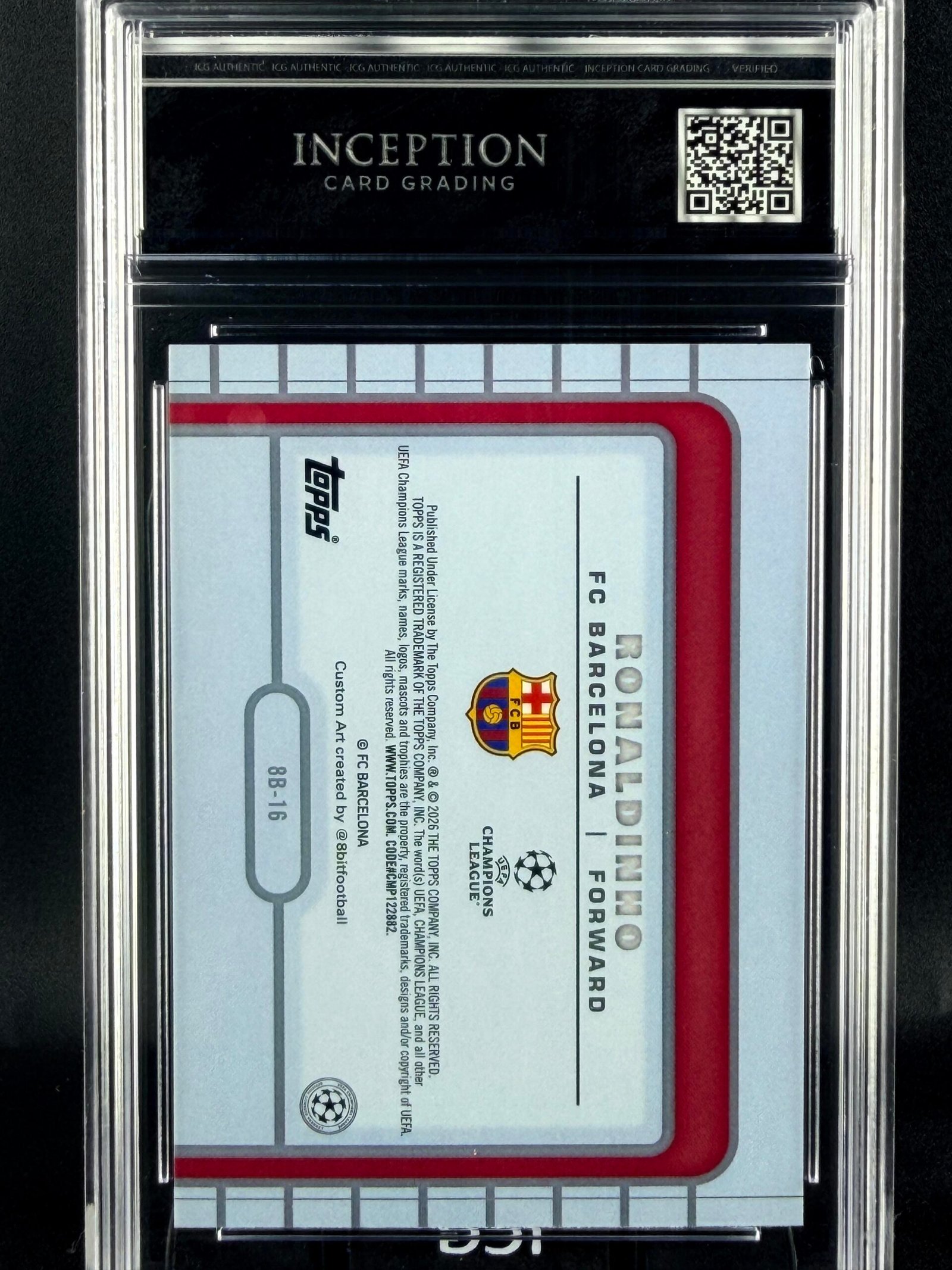 Otra vista de Cromo Ronaldinho TOPPS 8bit shots GEM MINT 10 · Inception Card Grading · ICG · Sports Cards · TCG