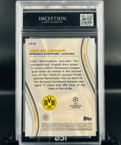 Otra vista de Cromo de fútbol Jude Bellingham Topps Glimpses of Gold ICG GM MINT 10
